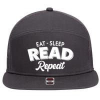 Funny Eat Sleep Read Repeat Book Lover 7 Panel Mesh Trucker Snapback Hat