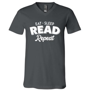 Funny Eat Sleep Read Repeat Book Lover V-Neck T-Shirt