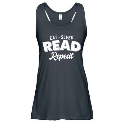 Funny Eat Sleep Read Repeat Book Lover Ladies Essential Flowy Tank