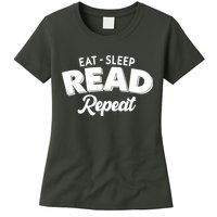 Funny Eat Sleep Read Repeat Book Lover Womens T-Shirt