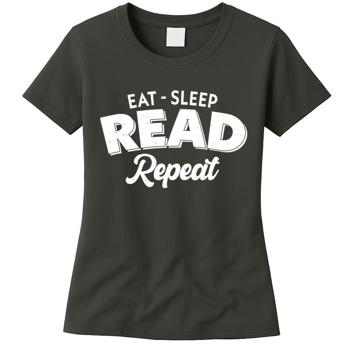 Funny Eat Sleep Read Repeat Book Lover Womens T-Shirt