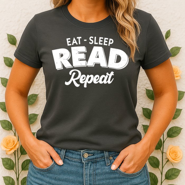Funny Eat Sleep Read Repeat Book Lover Womens T-Shirt