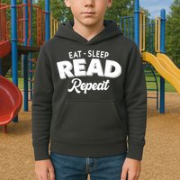 Funny Eat Sleep Read Repeat Book Lover Kids Hoodie