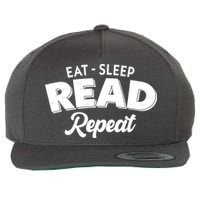 Funny Eat Sleep Read Repeat Book Lover Wool Snapback Cap