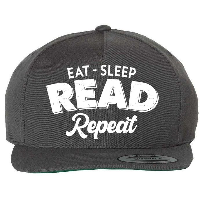 Funny Eat Sleep Read Repeat Book Lover Wool Snapback Cap