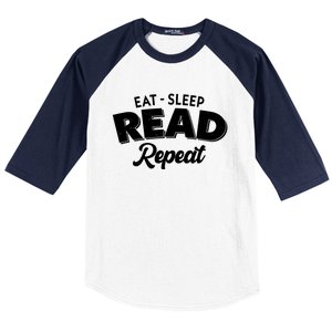 Funny Eat Sleep Read Repeat Book Lover Baseball Sleeve Shirt