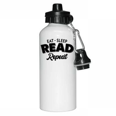 Funny Eat Sleep Read Repeat Book Lover Aluminum Water Bottle