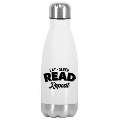 Funny Eat Sleep Read Repeat Book Lover Stainless Steel Insulated Water Bottle