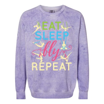 Funny Eat Sleep Fly Repeat Aerial Yoga Silks Gift Funny Gift Colorblast Crewneck Sweatshirt