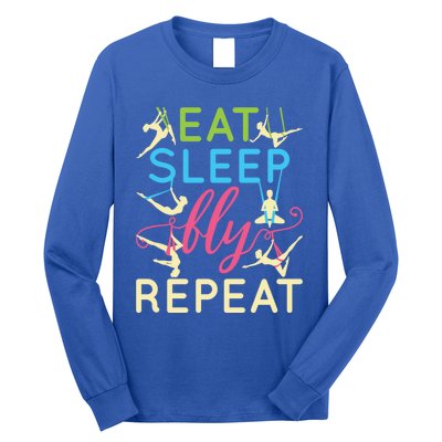 Funny Eat Sleep Fly Repeat Aerial Yoga Silks Gift Funny Gift Long Sleeve Shirt