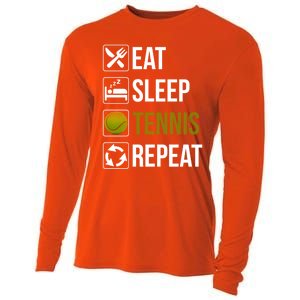 Funny Eat Sleep Tennis Repeat Gift Cooling Performance Long Sleeve Crew