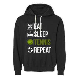 Funny Eat Sleep Tennis Repeat Gift Garment-Dyed Fleece Hoodie