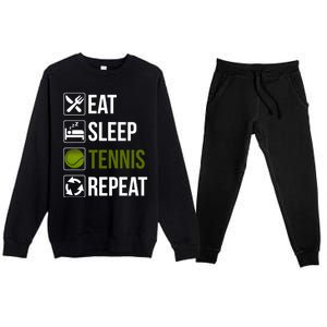 Funny Eat Sleep Tennis Repeat Gift Premium Crewneck Sweatsuit Set