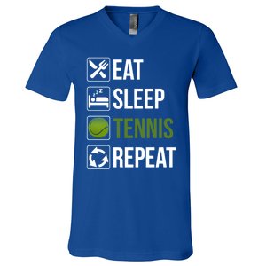 Funny Eat Sleep Tennis Repeat Gift V-Neck T-Shirt