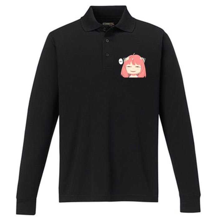 Funny Emotion Smile Heh. A Cute Girl For Family Holidays Performance Long Sleeve Polo