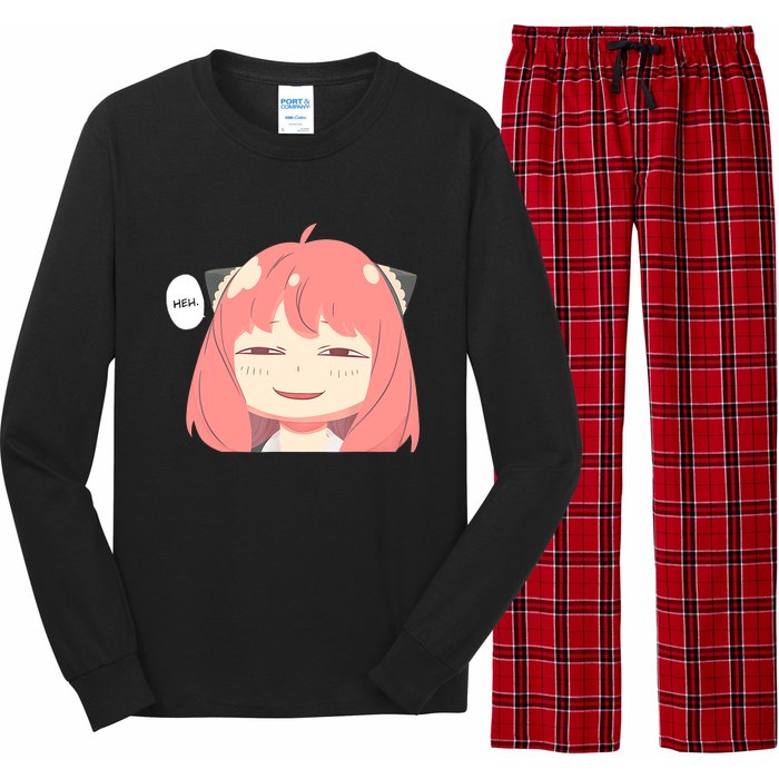 Funny Emotion Smile Heh. A Cute Girl For Family Holidays Long Sleeve Pajama Set