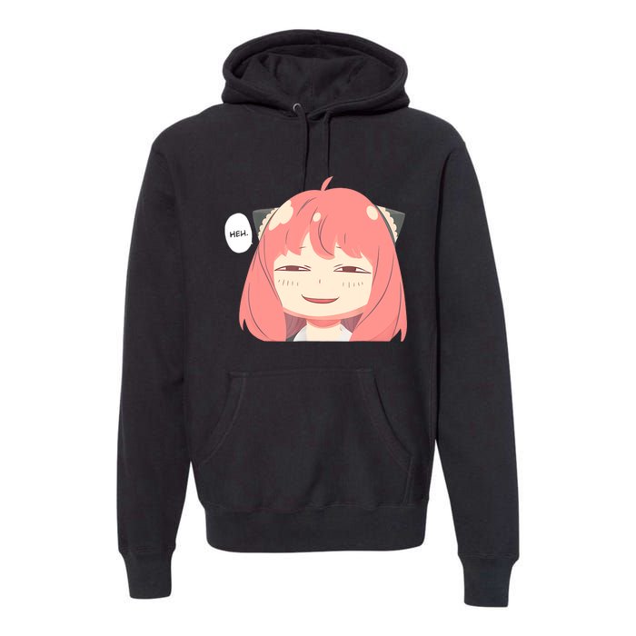 Funny Emotion Smile Heh. A Cute Girl For Family Holidays Premium Hoodie