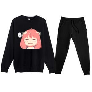 Funny Emotion Smile Heh. A Cute Girl For Family Holidays Premium Crewneck Sweatsuit Set