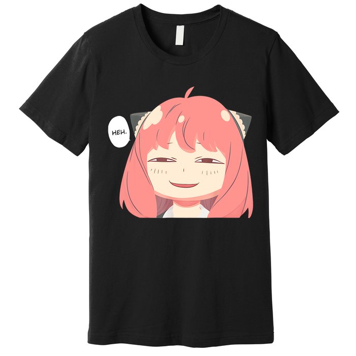 Funny Emotion Smile Heh. A Cute Girl For Family Holidays Premium T-Shirt