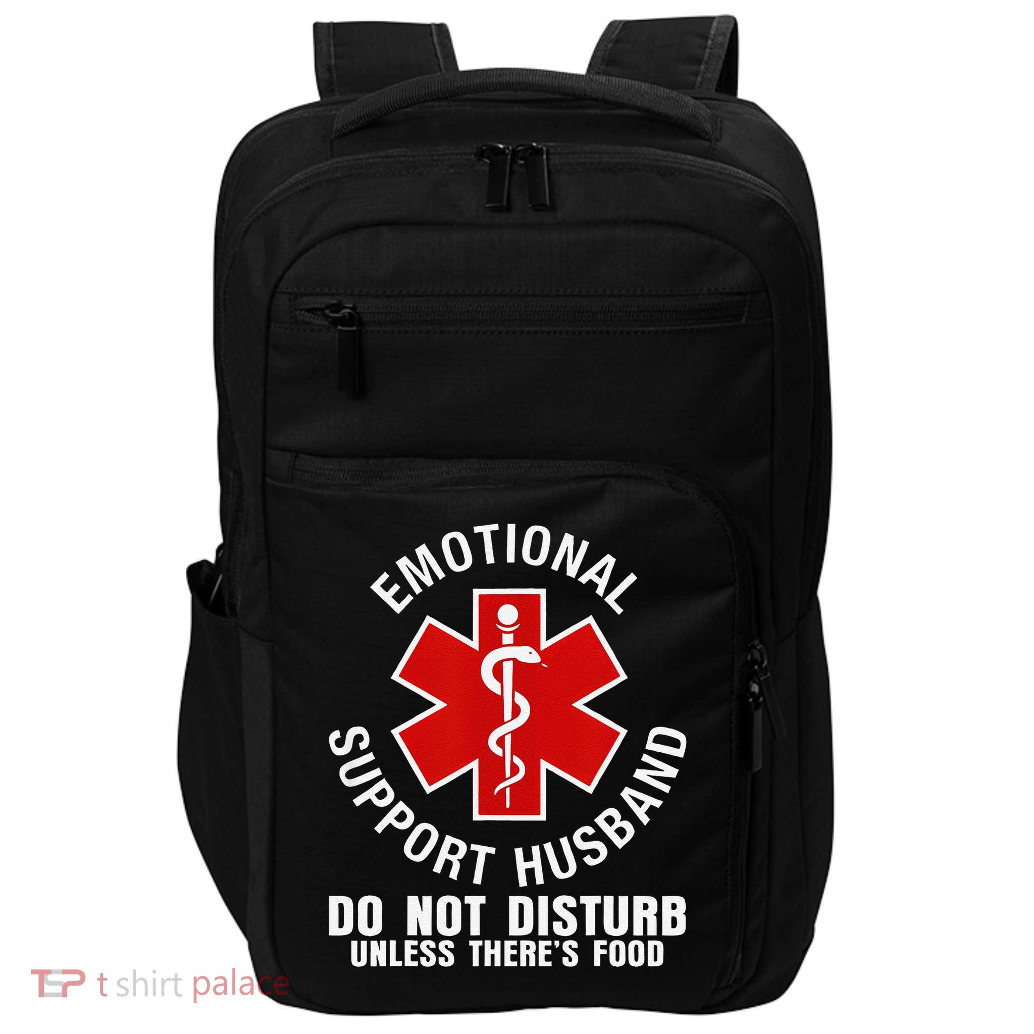 Funny Emotional Support Husband Do Not Pet Dad Humor Love Impact Tech Backpack