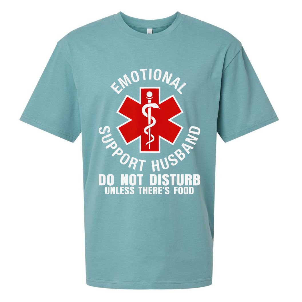 Funny Emotional Support Husband Do Not Pet Dad Humor Love Sueded Cloud Jersey T-Shirt
