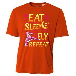 Funny Eat Sleep Fly Repeat Aerial Yoga Silks Cute Gift Cooling Performance Crew T-Shirt