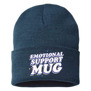 Funny Emotional Support Mug Blue Version Sustainable Knit Beanie