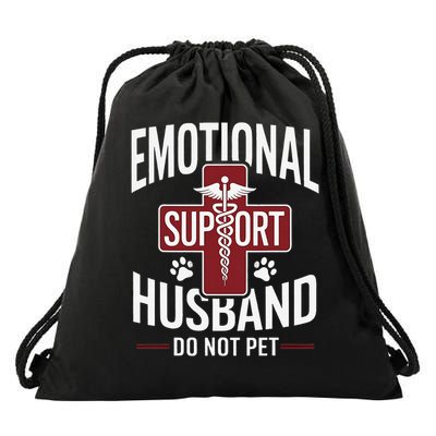 Funny Emotional Support Husband Do Not Pet Drawstring Bag