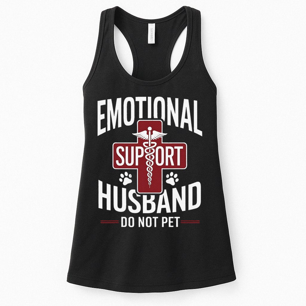 Funny Emotional Support Husband Do Not Pet Womens Tank Top