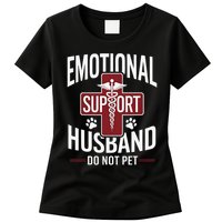 Funny Emotional Support Husband Do Not Pet Womens T-Shirt
