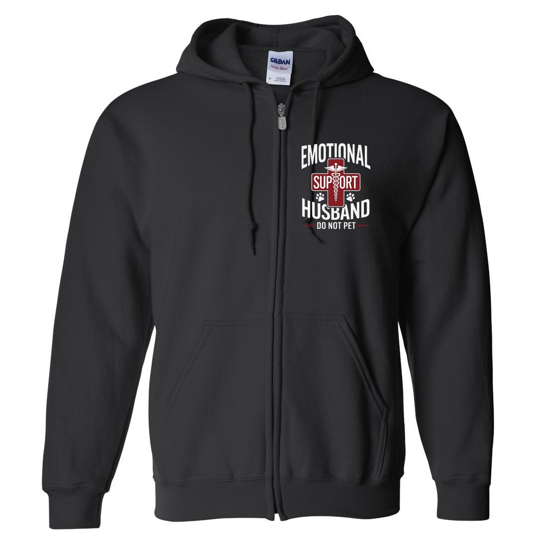 Funny Emotional Support Husband Do Not Pet Full Zip Hoodie