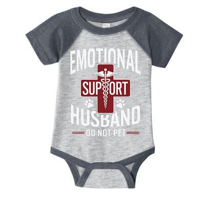 Funny Emotional Support Husband Do Not Pet Infant Baby Jersey Bodysuit