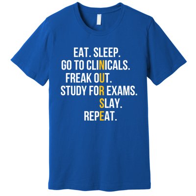 Funny Eat Sleep Go To Clinicals Nurse Life Nursing School Gift Premium T-Shirt