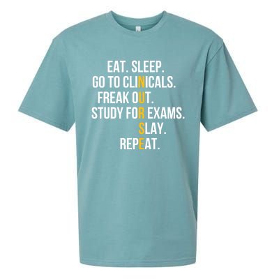 Funny Eat Sleep Go To Clinicals Nurse Life Nursing School Gift Sueded Cloud Jersey T-Shirt