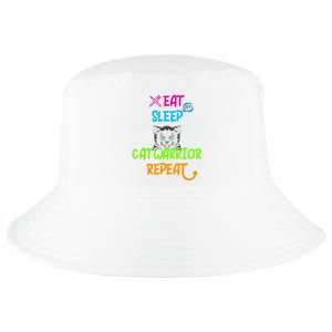 Funny Eat Sleep Cat Warrior Repeat Cool Cat Design Cool Comfort Performance Bucket Hat