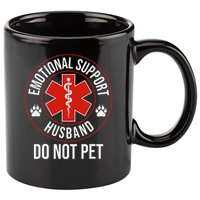 Funny Emotional Support Husband Do Not Pet 11oz C Handle Ceramic Mug
