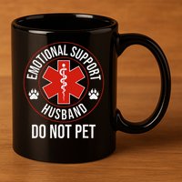 Funny Emotional Support Husband Do Not Pet 11oz C Handle Ceramic Mug