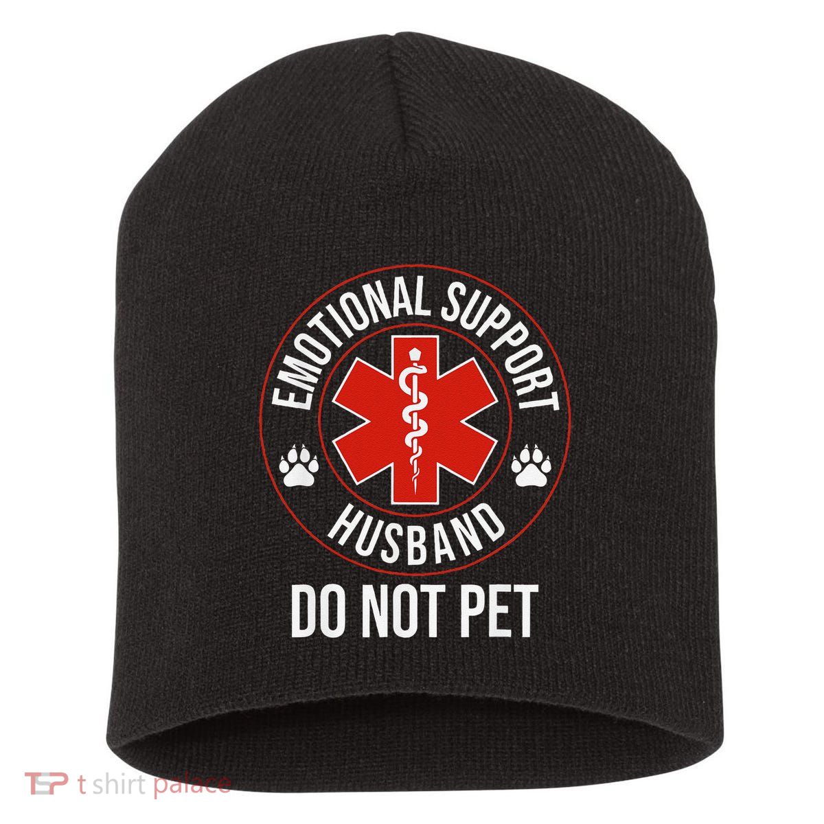 Funny Emotional Support Husband Do Not Pet Short Acrylic Beanie