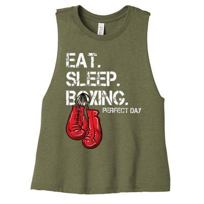 Funny Eat Sleep Repeat Boxing Lover Perfect Day Gift Women's Racerback Cropped Tank