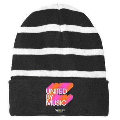 Funny Eurovision Song Eurovision 2024 United By Music Gift Striped Beanie with Solid Band