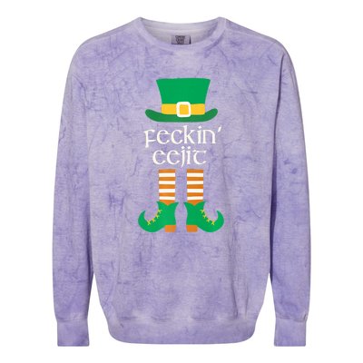 Feckin Eejit St. Patrick's Day Funny Irish Slang Saint Paddy Colorblast Crewneck Sweatshirt