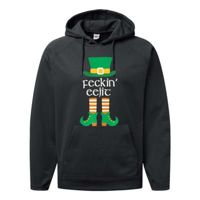 Feckin Eejit St. Patrick's Day Funny Irish Slang Saint Paddy Performance Fleece Hoodie