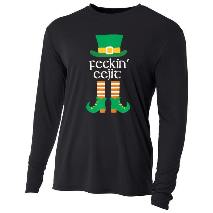 Feckin Eejit St. Patrick's Day Funny Irish Slang Saint Paddy Cooling Performance Long Sleeve Crew