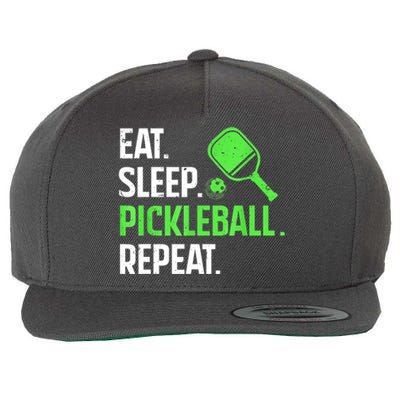 Funny Eat Sleep Pickleball Repeat Pickleball Player Lover Gift Wool Snapback Cap