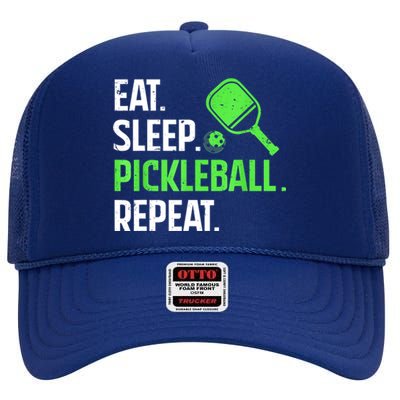 Funny Eat Sleep Pickleball Repeat Pickleball Player Lover Gift High Crown Mesh Back Trucker Hat