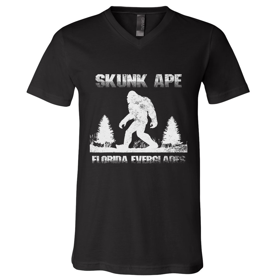 Florida Everglades Skunk Ape Bigfoot Retro Vintage V-Neck T-Shirt