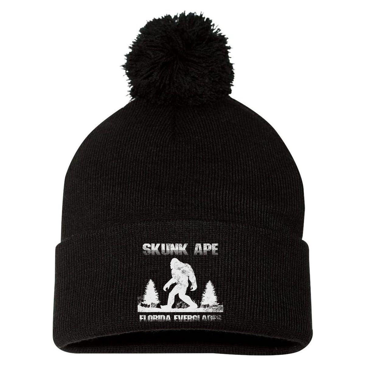 Florida Everglades Skunk Ape Bigfoot Retro Vintage Pom Pom 12in Knit Beanie