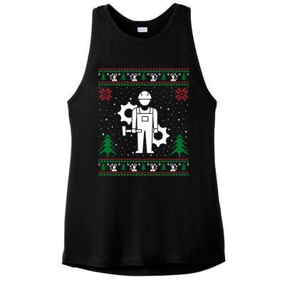 Funny Engineer Santa Hat Ugly Christmas Sweater Gift Ladies PosiCharge Tri-Blend Wicking Tank