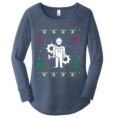 Funny Engineer Santa Hat Ugly Christmas Sweater Gift Women's Perfect Tri Tunic Long Sleeve Shirt