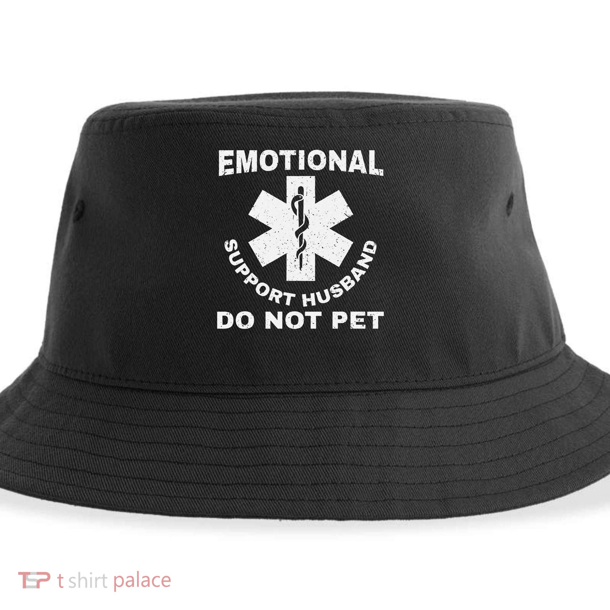 Funny Emotional Support Husband Do Not Pet Dad Humour Sustainable Bucket Hat